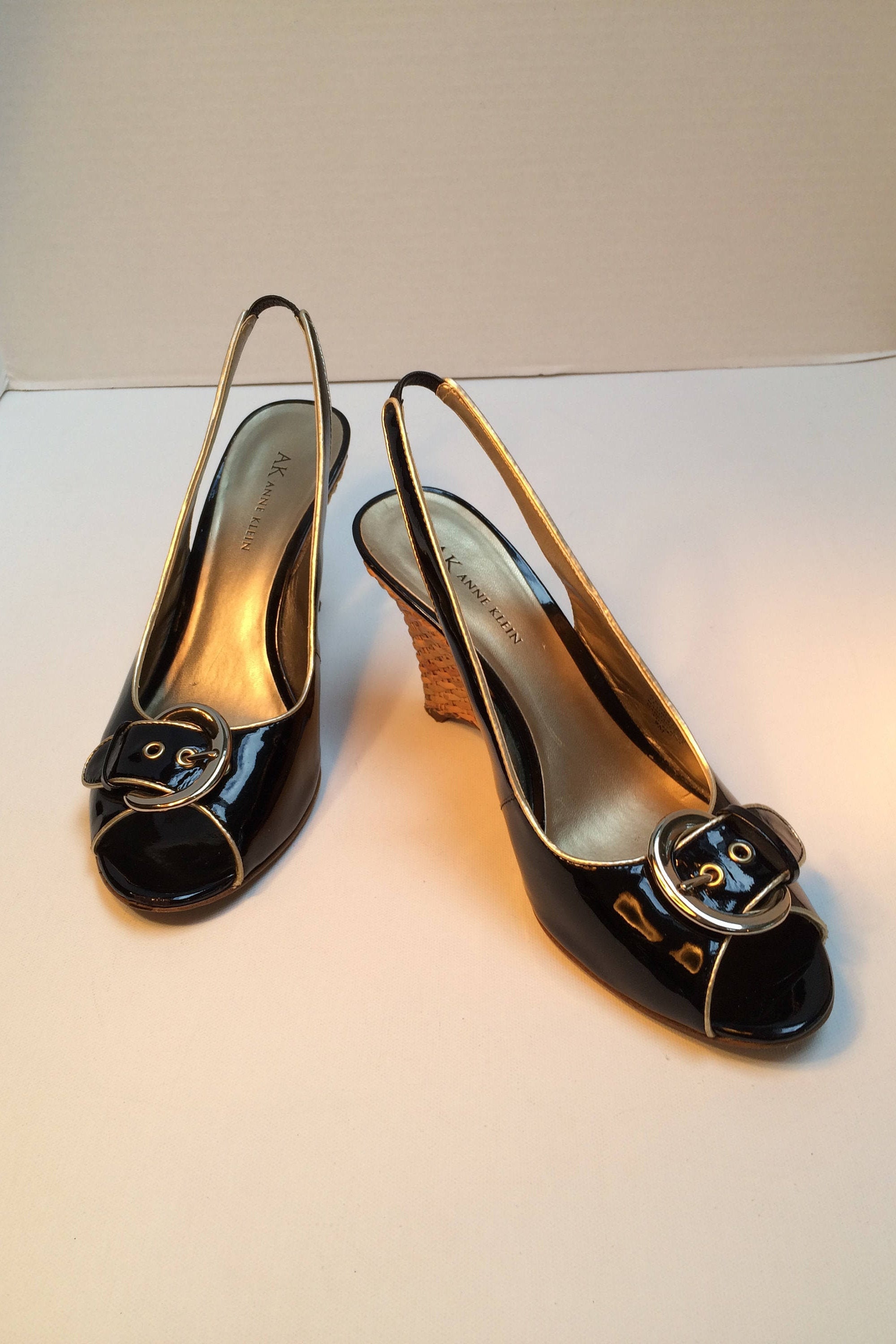 anne klein black patent shoes