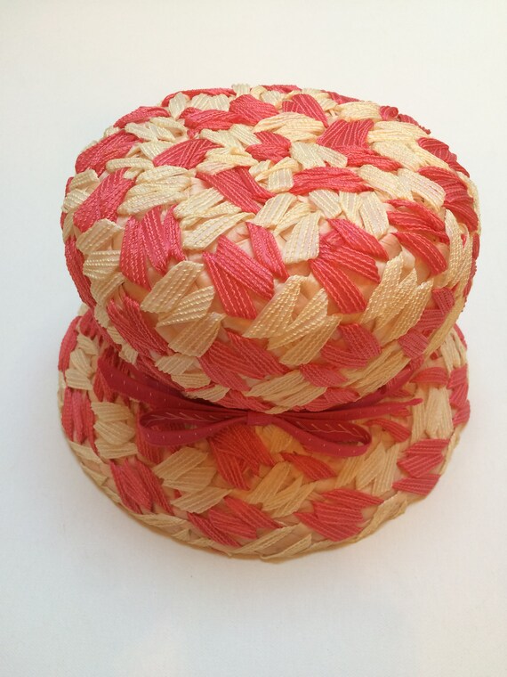 Vintage Straw Hat, 1050's Bowler Style Hat, Color… - image 3