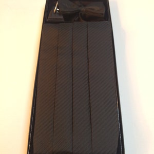 Men's Accessories Set, Black Cummerbund, Bow tie, Cuff links and Tuxedo Studs, Weddings, Vintage Accessories image 2