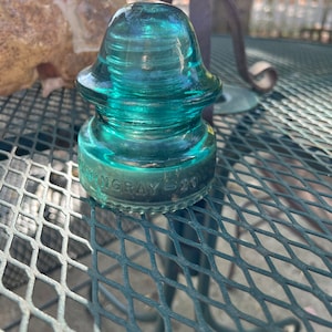 Vintage Hemingray 20 Aqua Blue Glass Insulator