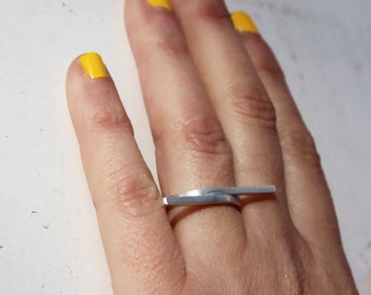 Silver Ring for Women, Bar Ring, Unique Ring, Sterling Silver Ring, Wrap Ring, Minimalist Jewelry, Modern Ring, Line Ring, Spiral Ring