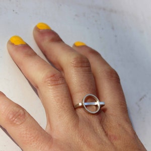 Ring for Women, Unique Ring, Sterling Silver Ring, Geometric Ring, Minimalist Ring, Thin Ring, Circle Ring, Square Band, Minimalist Jewelry