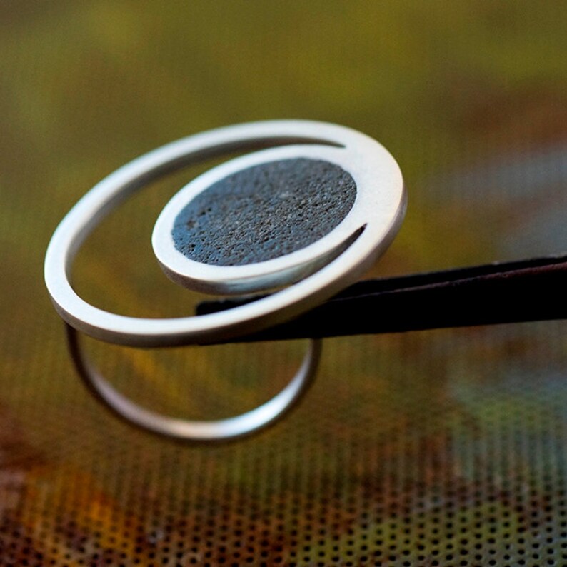 Concrete Ring Orbit Ring Bold Concrete Ring Gold and Cement Etsy