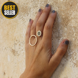 Ring for Women, Circle Ring, Geometric Ring, Open Ring, Unique Ring, Minimalist Jewelry, Concrete Ring, Gold Plated Ring, Asymmetric Ring