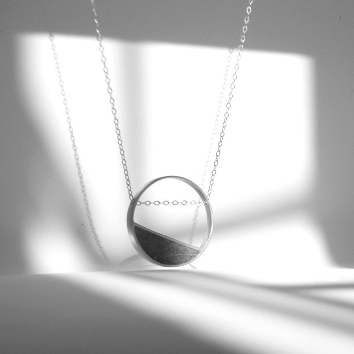 Memory Necklace Silver and Concrete Necklace Tilted Balance | Etsy
