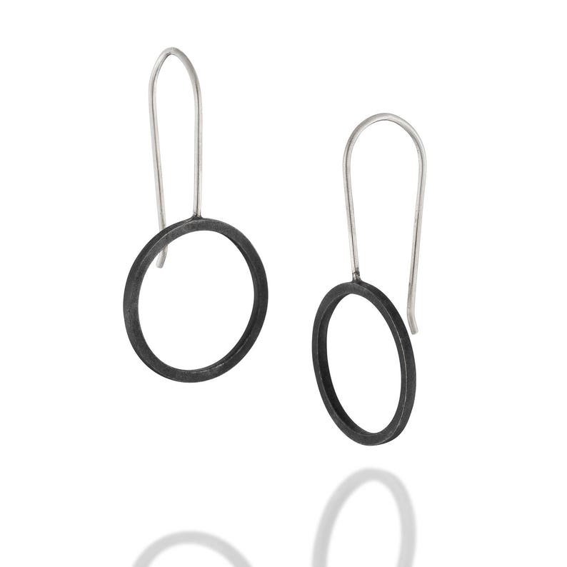 Circle Earrings Minimalist Earrings Sterling Silver or Gold Modern Jewelry Short Dangle Earring Silver Drop Earrings Geometric Earring
