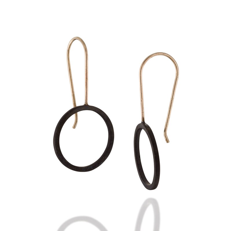Circle Earrings Minimalist Earrings Sterling Silver or Gold Modern Jewelry Short Dangle Earring Silver Drop Earrings Geometric Earring