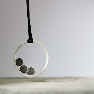 Silver Necklace for Women, Concrete Necklace, 3 Circles Necklace, Geometric Jewelry, Circle Pendant Necklace, Unique Minimalist Necklace