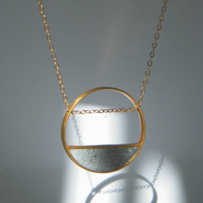 Concrete Necklace Balance Necklace Circle Necklace Gold Necklace for Women Geometric Unique Pendant Necklace Minimalist Jewelry