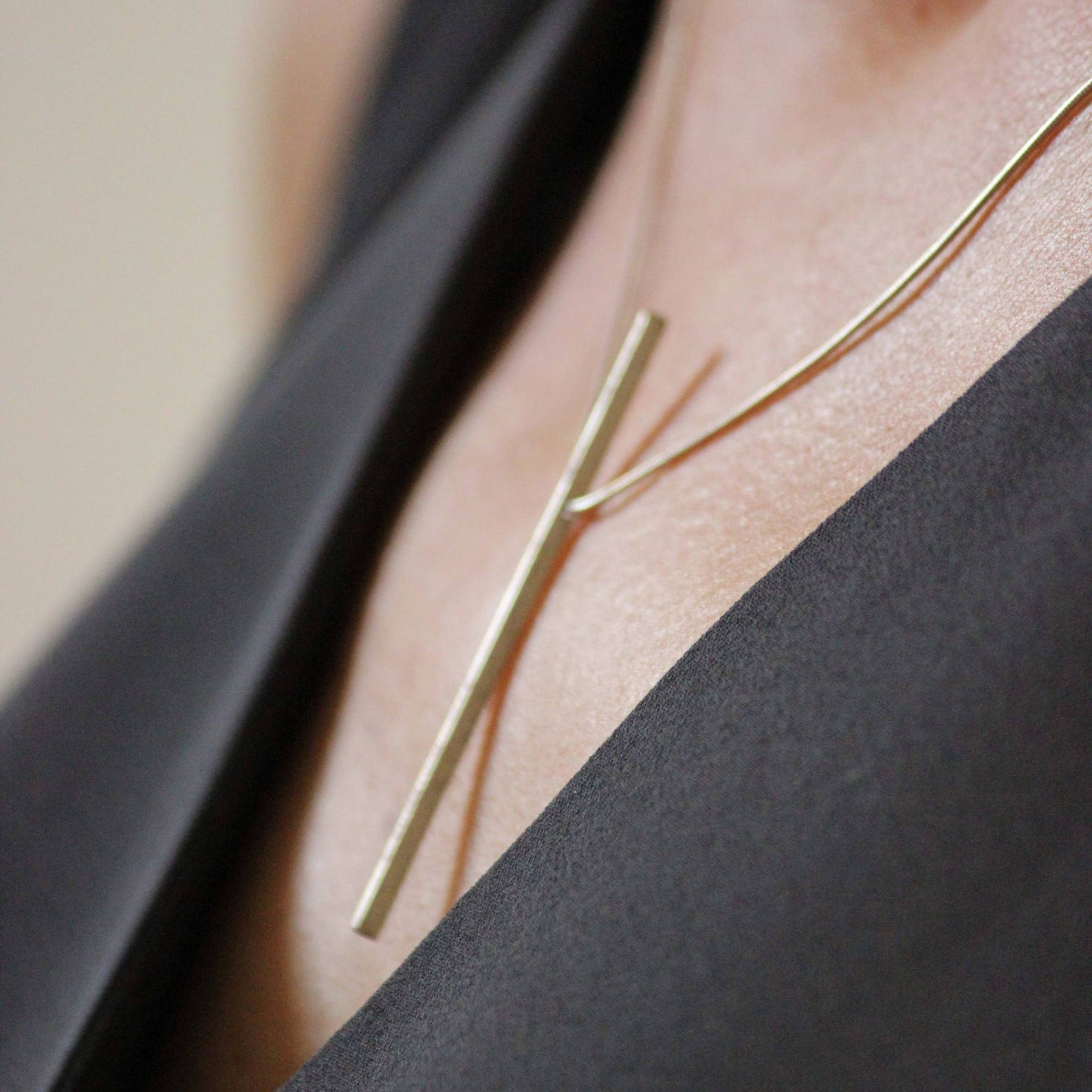 Minimal Necklace Strait Line Minimalist Necklace Silver Etsy