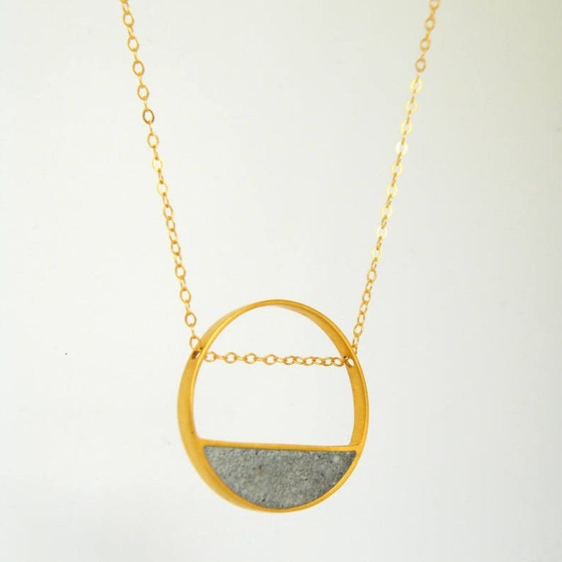 Concrete Necklace Balance Necklace Circle Necklace Gold Necklace for Women Geometric Unique Pendant Necklace Minimalist Jewelry