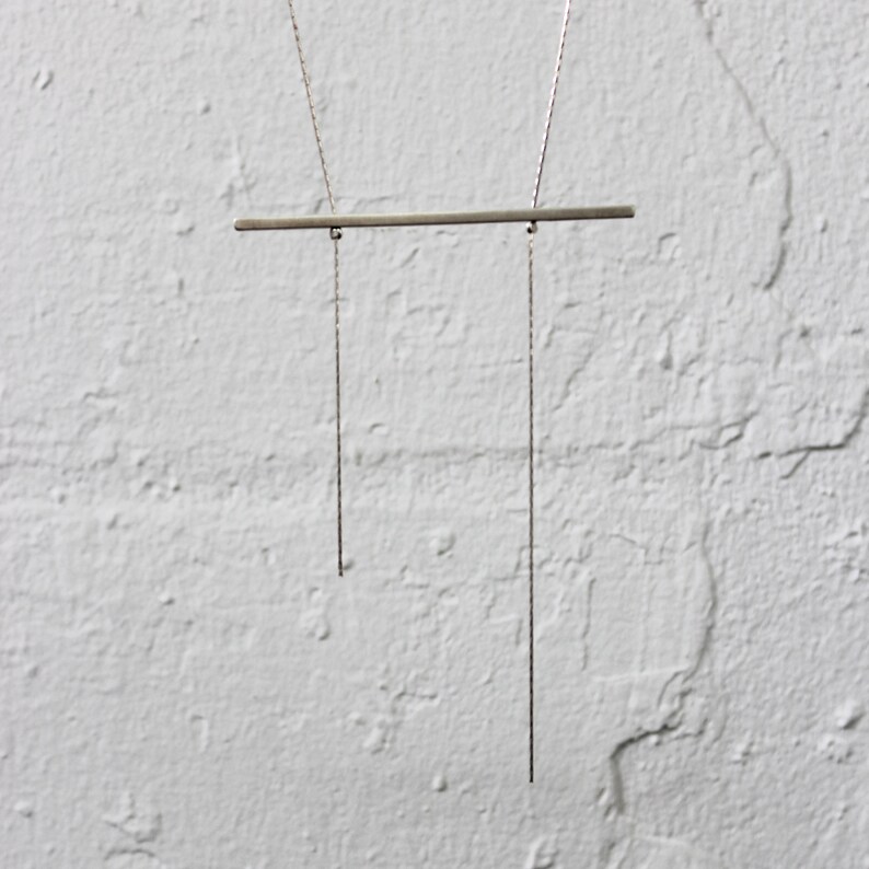 Long Necklace Silver Necklace for Women Modern Statement Jewelry Geometric Necklace Unique Necklace Bar Necklace Minimalist Necklace