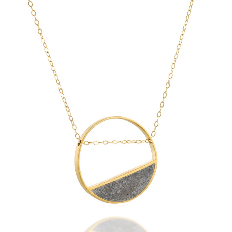 Concrete Necklace Balance Necklace Circle Necklace Gold Necklace for Women Geometric Unique Pendant Necklace Minimalist Jewelry