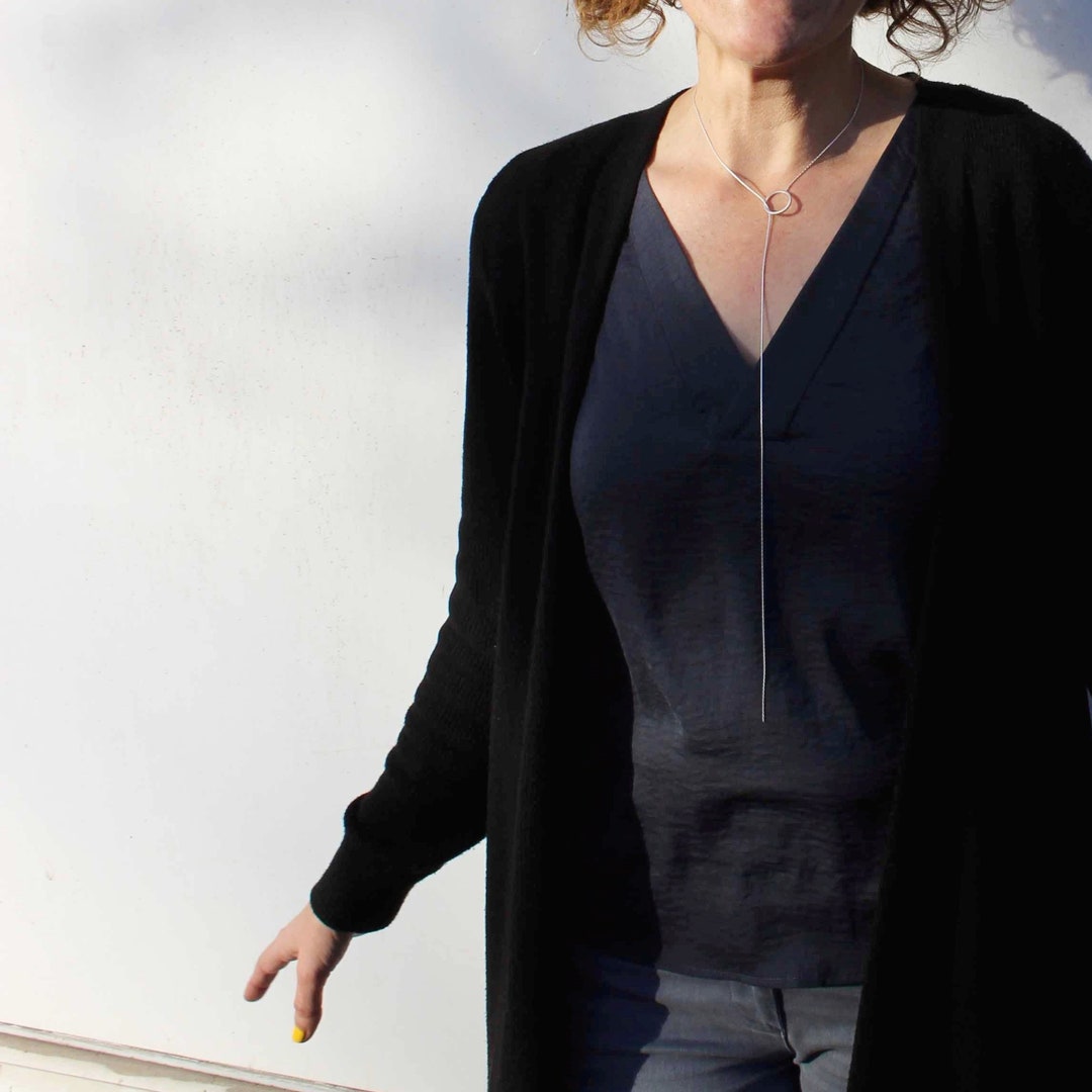 Lariat Necklace, Necklace for Women, Long Silver Necklace, Y Necklace ...