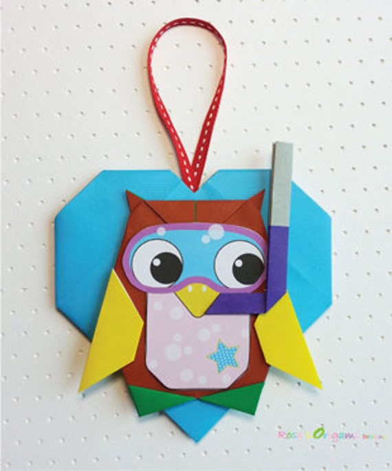 Origami Owl With Heart Ornament Download Digital File Origami Pattern Pdf Instant Download Origami Owl Origami Instruction