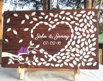 Wedding guest book wood - Wedding tree - Wedding gift idea - Bridal shower gift - Wood guest book - Heart guestbook - Unique guest book tree