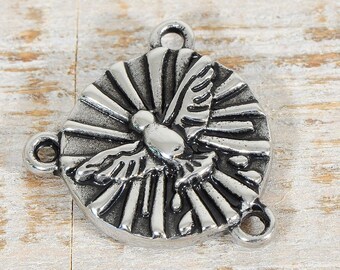 Ornate Rosary Centerpiece Holy Spirit Dove Stainless Steel Center Medal Parts Supplies Findings