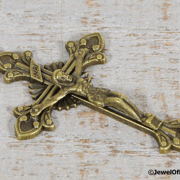 Rosary Crucifix Pendant Starburst Antique Bronze Rosary Parts Supplies