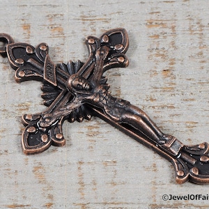 Rosary Crucifix Pendant Starburst Dark Antique Copper Rosary Parts Supplies