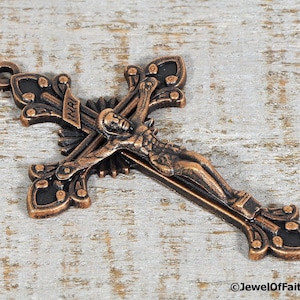 Rosary Crucifix Pendant Starburst Antique Copper Rosary Parts Supplies