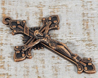 Rosary Crucifix Pendant Starburst Antique Copper Rosary Parts Supplies