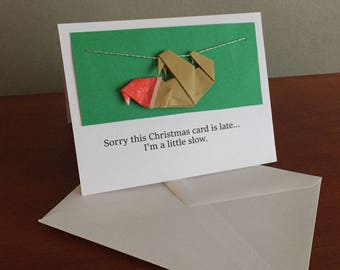 Belated Sloth Christmas Card | Sloth Christmas Card | Late Christmas Card | Origami Sloth | Funny Christmas Card | Belated Christmas Card