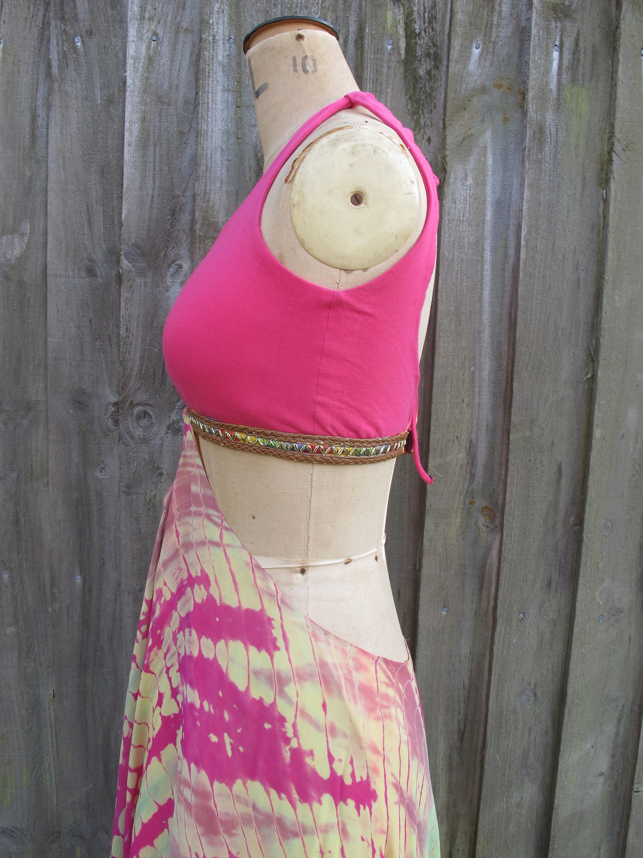 Pink Tie Dye Chiffon Goddess Dress Chiffon Boho Dress Etsy