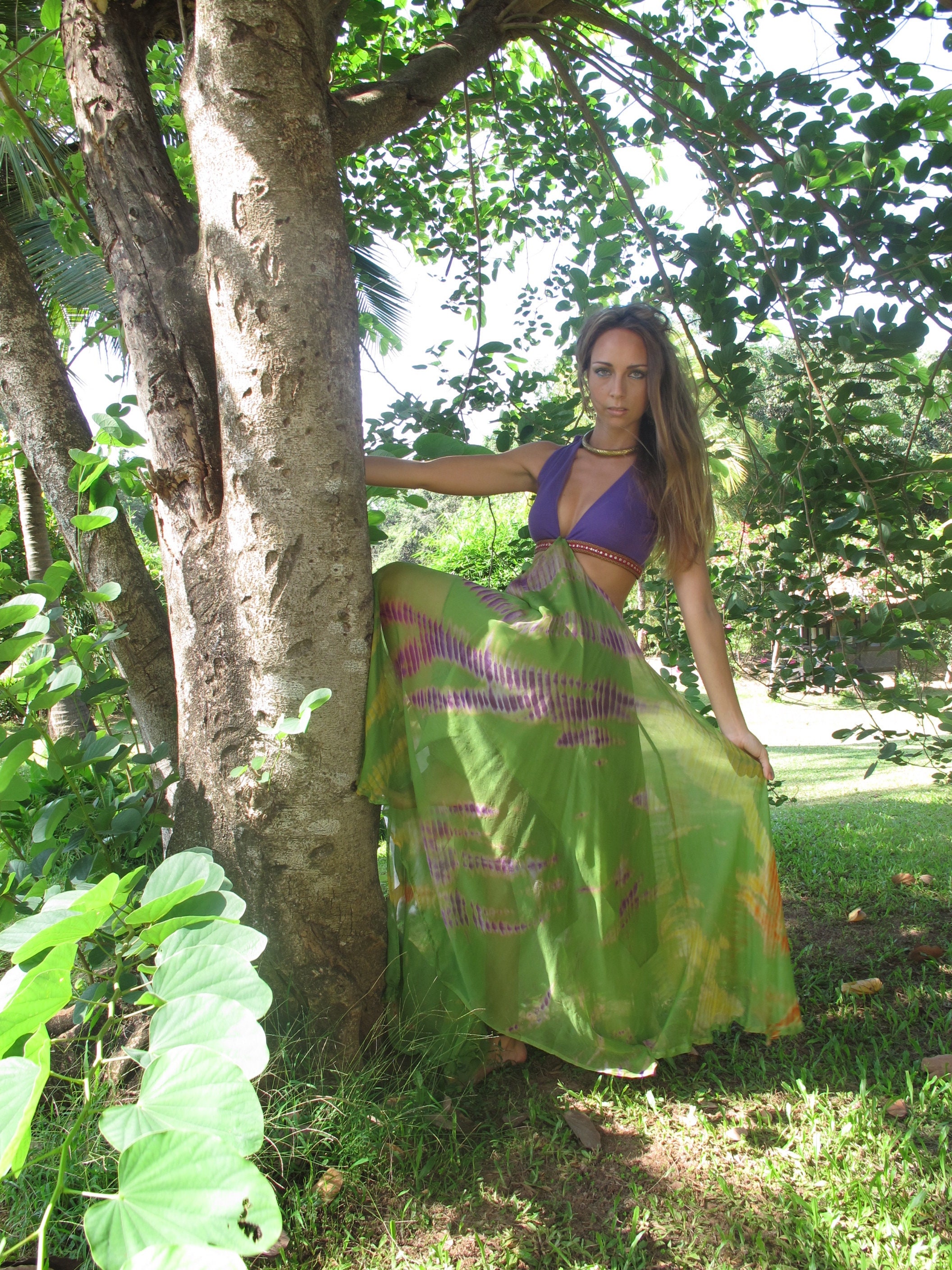 Pink Tie Dye Chiffon Goddess Dress Chiffon Boho Dress Etsy