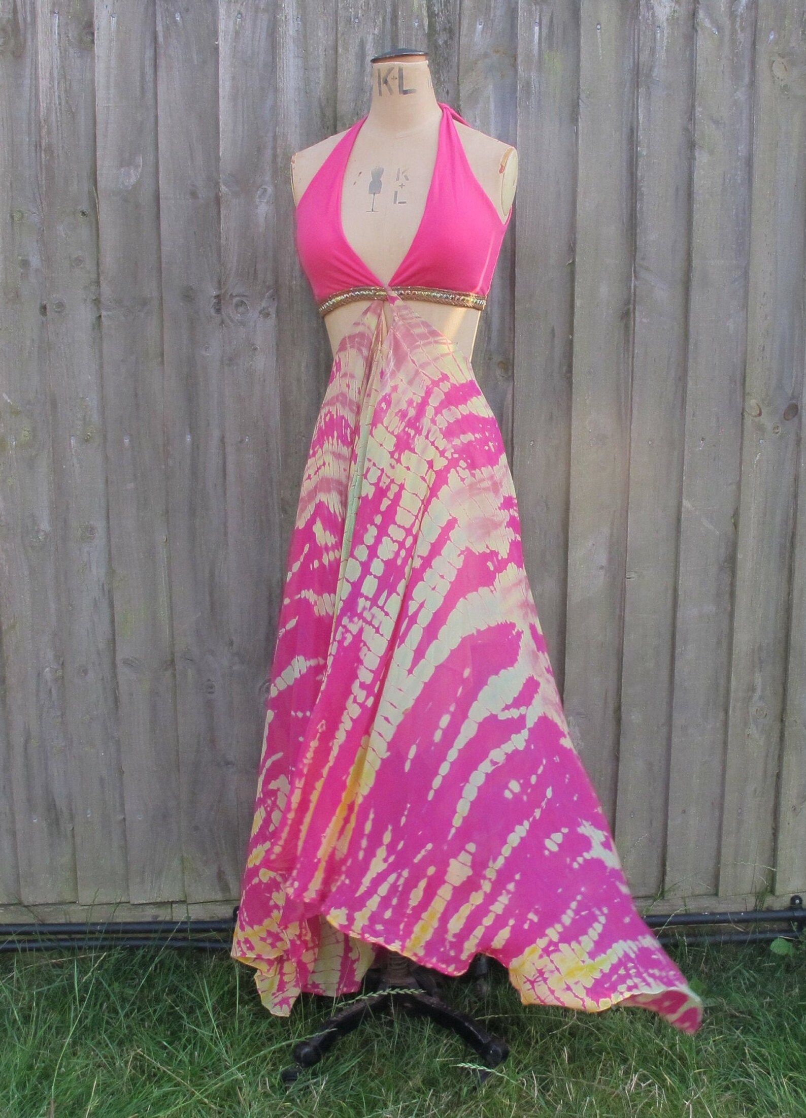 Pink Tie Dye Chiffon Goddess Dress Chiffon Boho Dress Etsy