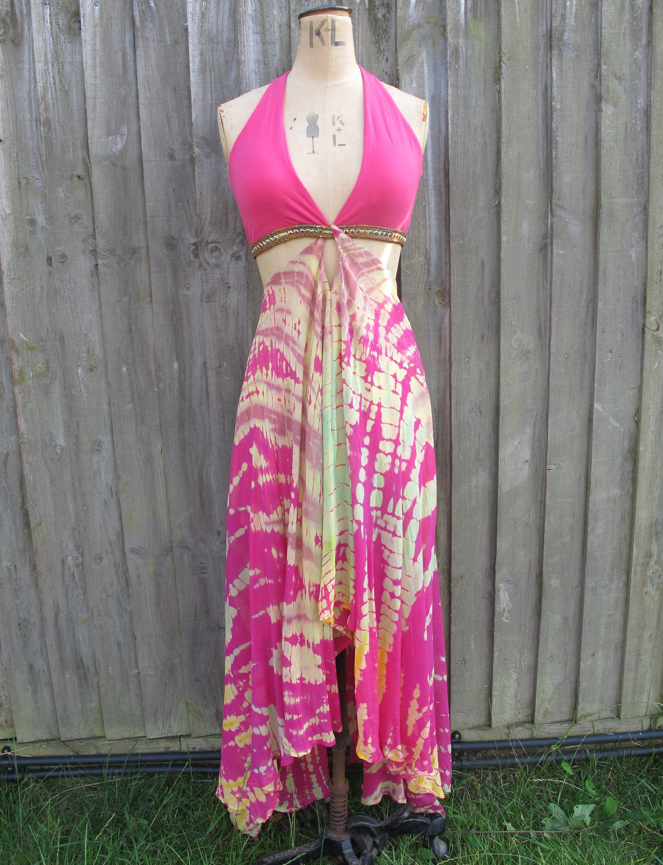 Pink Tie Dye Chiffon Goddess Dress Chiffon Boho Dress Etsy