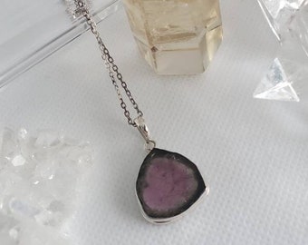 Clear Unique Watermelon Tourmaline Heart Center Pendant