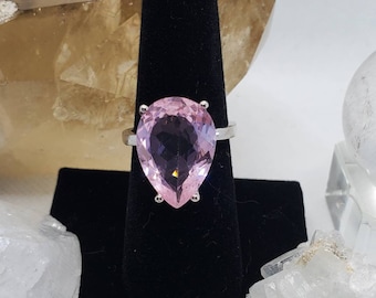 Pink Ice Teardrop Ring, 10kt Gift for Her
