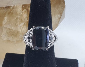 Shungite Emerald Cut 5.2 Kt Statement Ring Massive Protection