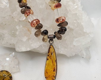 Amber Smokey Quartz Pearls