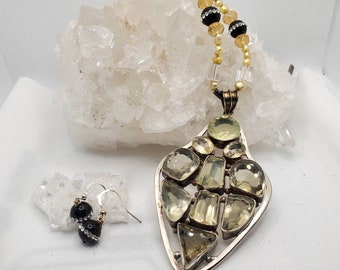 Citrine Lemon Topaz Pearls Quartz Obsidian