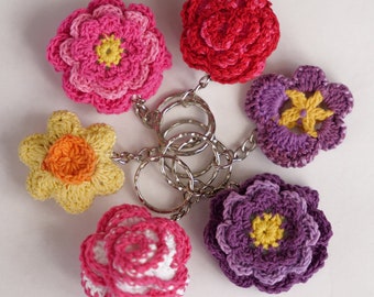 Crochet Flower Keyrings, Rose, Pansy, Daffodil, Daisy, Mothers Day, Gift, cotton, wool, birthday present, mum, sister, daughter, grandmother