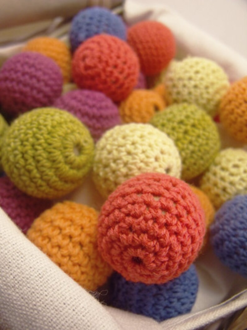 Crochet Balls 6pk Cotton Beads, Crochet Beads, Cotton Balls Fabric