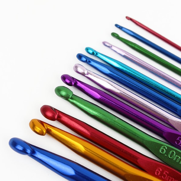 Crochet Hooks - 2-8mm Metal Aluminium Colourful shiny Metallic Hooks Single Crocheting Needles 4mm UK Multi colour UK