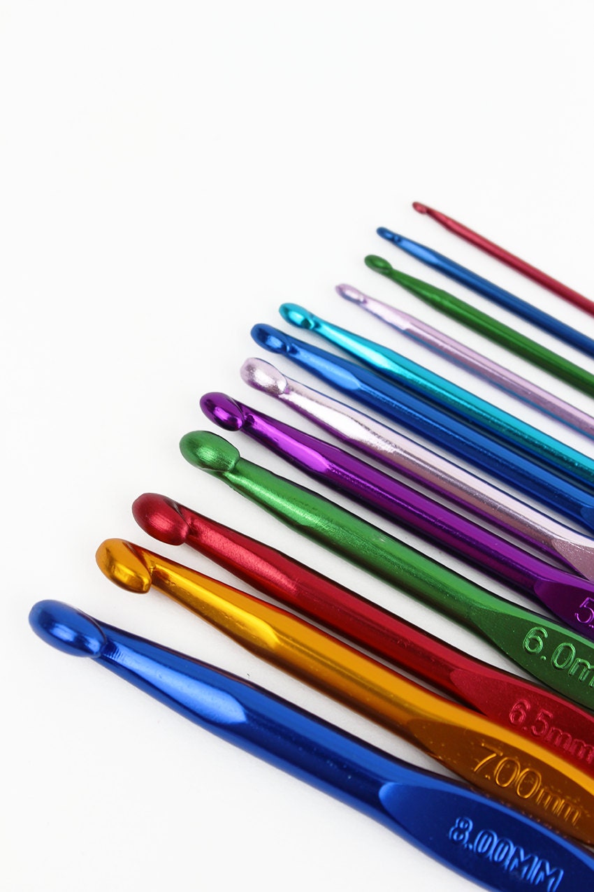 Aluminium Tunisian Crochet Hooks, Size 2mm-8mm, Tunisian Crochet for  Beginners, Colourful Crochet Hooks 