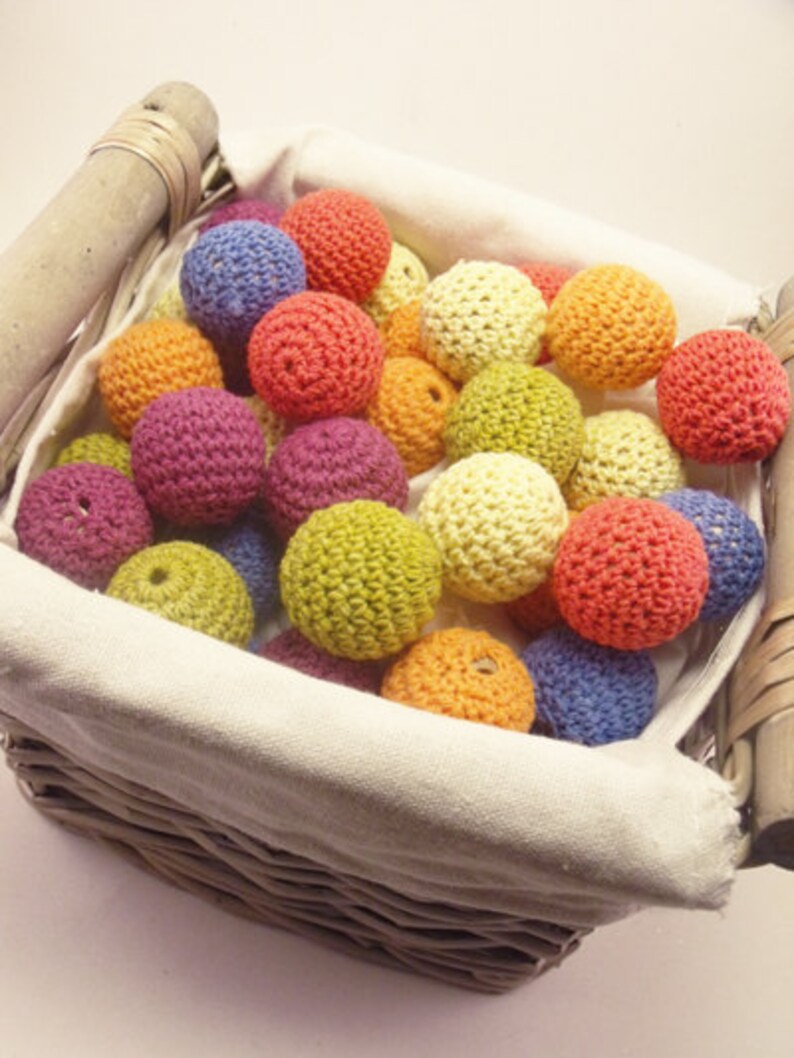 Crochet Balls 6pk Cotton Beads, Crochet Beads, Cotton Balls Fabric