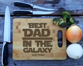 Best Dad in the Galaxy, Custom Cutting Board, Laser Engraved, Christmas Gift, Father Gift, Star wars, Dad Cutting Board, Birthday Gift