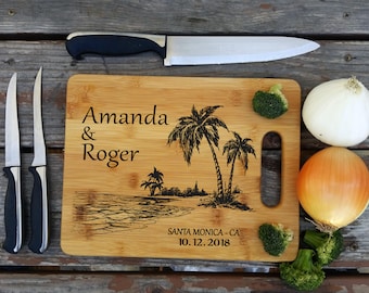 Beach Themed Cutting Board, Beach House, Engrave Cutting Board, Christmas Gift, Palm Tree, Cheese Board, Closing Gift, Laser Engraved