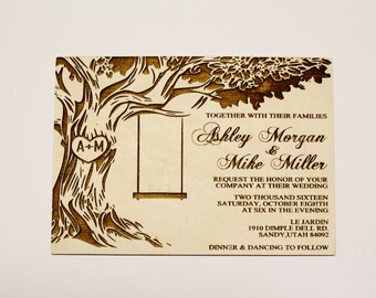 Tree Wedding Invitations Country Wedding Invitations Tree Etsy