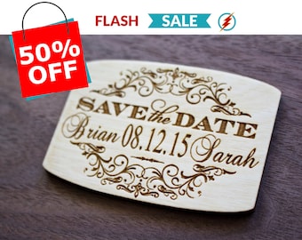 Save the Date Wooden Magnets, Laser Engraved, Wood Save-The-date Magnet, Personalized Wedding magnet, Rustic Save-the-Date, Backyard Wedding