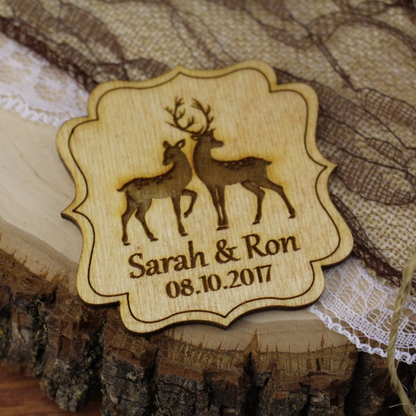 Doe and Buck, Save The Date Magnets, Wedding Save-The-Date-Magnet, Deer and Buck, Wooden Magnet, Wedding Magnet, Wedding Favor