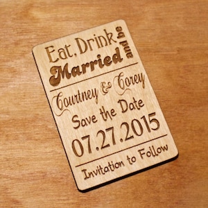 Wood Save the Date, Save The Date Magnet, Eat, Drink and be Married, Save The Date Magnets, Laser Engraved, Rustic Wedding, Backyard Wedding