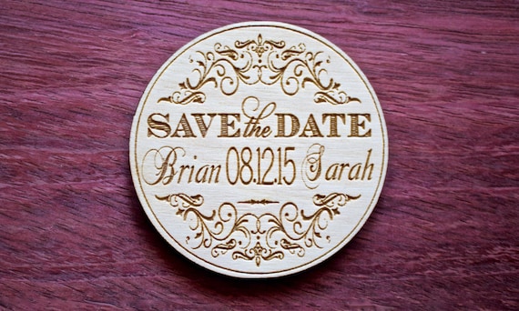 Wooden Save the Date, Wood save the date Magnet, Circle Magnets, Wedding Favor, Laser Engraved, Rustic Wedding, Wedding Save the Date