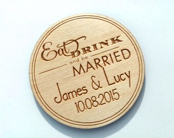 Rustic Wedding Favors, Eat Drink and be Married, Personalized Wedding Favor, Laser Engraved, Rustic Wedding, Party Favor, Wedding Favour