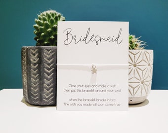 Bridesmaid Gift, Wish Bracelet, Charm String Bracelet, Personalised Gift