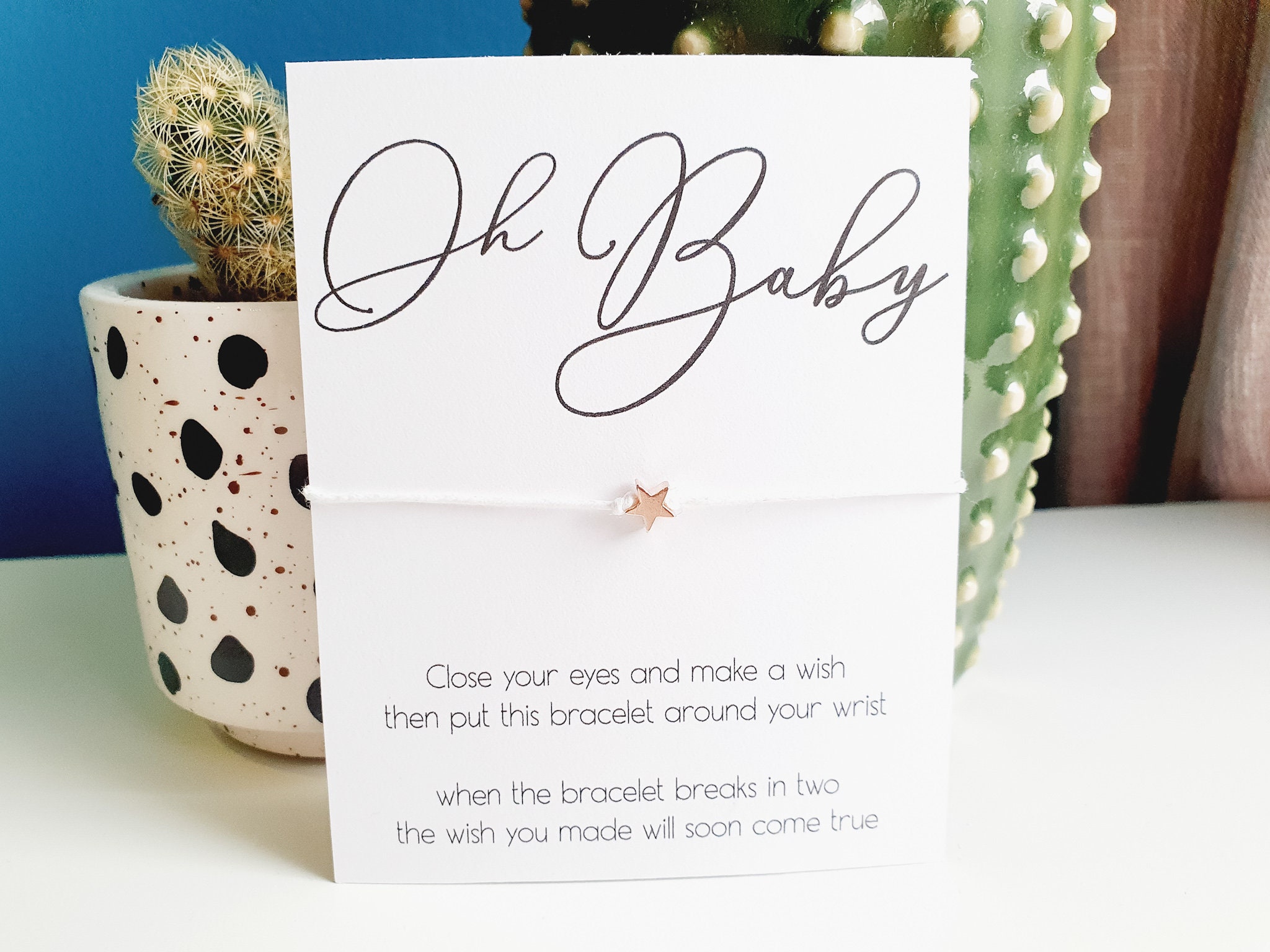 Oh Baby Wish Bracelet Charm String Bracelet Baby Shower Etsy